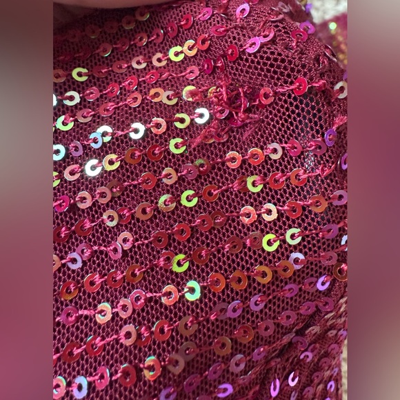 READ Free People Burgundy Sequin Button Down Shirt Top Sparkly Size XS - Picture 7 of 7